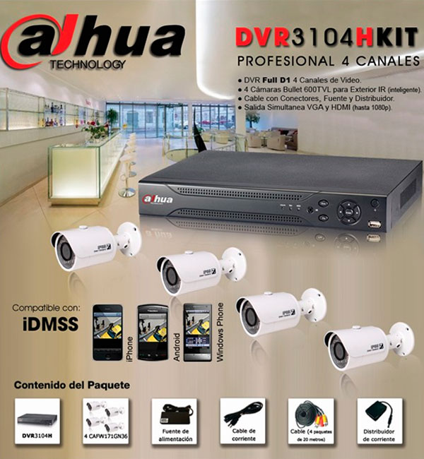 Instalación de kit de videovigilancia de 4 cámaras